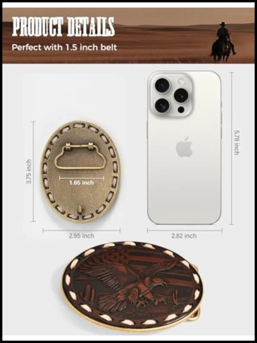 Western Belt Buckle Fits 1.5 Inch Leather Belts Cowgirl